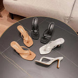 Clip Toe Sandals Women Flip-Flops High Heel Pins Outside Wearing Fashion Slippers Outside The Cool Drag