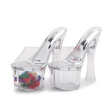 Zingj Yards 18-20 Cm Height Crystal Slope With Slippers Women's Summer Waterproof Platform Anti-Slip Thick