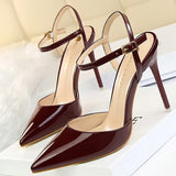 Shoes Fashion Sandals Women 2022 Patent Leather High Heels Women Sandals Summer Heeled Sandals Pointed Toe Women