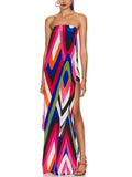 Women's Clothing Print Tective Dress Fake Two High Forkless Sleeveless Sexy Woman