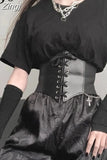 Gothic Dark Lace Up Crop Top Women Corset Belt Slim Cummerbunds PU Leather Top Harness Bustier Tops To Wear Out
