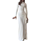 2025 New Women's Fashion Sexy Slim Slim Open Fork Dress
