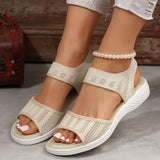Large-Size New Solid Color Tight-Set Fish Mouth Slope And Fly Weaving Mesh Casual Sandals