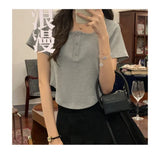 Zingj T-Shirt Female 2024 Summer New Korean Version Casual Show Thin Inside The Students Slim High Waist Student Jacket