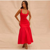Strappy Pleated Midi Dress-Outfit