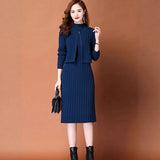 Suit Casual Collar Three-Sleeved Knitted Shirt High Waist Thin Leg Trousers Two