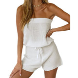 New Beach Hoodie Solid Color Sexy Breast Drawstring Jumpsuit Sunscreen