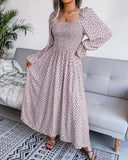 Spring And Summer Collar Long-Sleeved Holiday People Cotton Dress 100 Folds Long Dress Women's