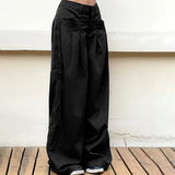 Fashion Pure Color Loose Straight Pocket Leisure Woven Trousers 2025 New