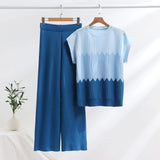 Suit Casual Collar Three-Sleeved Knitted Shirt High Waist Thin Leg Trousers Two