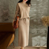 French Women's Clothing To Cut The European Goods Early Autumn Fashion Two Sets Of Sweater Suit Skirt Knitted One
