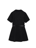 Women Gothic Punk Black Blazer Dress Short Sleeve 2023 Summer High Waist With Belt Streetwear Fashion Harajuku Goth Dress