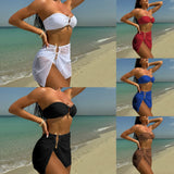 2024 Sexy Solid Color New Chest Three-Piece Set Mesh Swimsuit