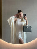 Autumn And Winter Hot Sweater Suit Women Loose Long Version Imitation Cardigan + Open Fork