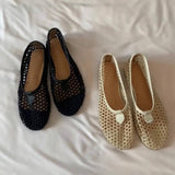 Head Weaving Hollow Flat Bottom Single Shoes Mary Jane Women's Shoes 2025 Korean Version Of Spring And Summer New Comfortable
