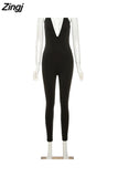 Backless Criss Cross Strap Rompers Women Jumpsuits Deep V-neck Sporty Skinny Bodycon Push Up Jumpsuits Summer