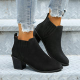 And Winter Fashion Coarse And High-Heeling Women's Short-Thigh Cylindrical Head Side Zipper Martin Boots Large-Size Bare