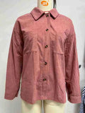 Zingj New Flip Pocket Collar Button Solid Color Patchwork Shirt Coat-Outfit