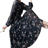 Chiffon Dress Spring And Autumn Dress 2025 New Female Waists Show Thin Temperament Long Sleeves And Rolls Of The Long-Folded Long