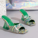2025 Summer Coarse Heel High-Heeled Slippers Women Fashion Toe Sandals Large-Size Cool Drag