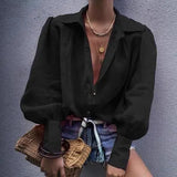 New Loose Long-Sleeved Suit Collar Shirt Lady