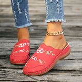 Embroidered Buns Slippers Women's Large-Size Round Head Baotou Slope And Wear Half-Dragging Women's