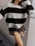 Wind Stripe Bumpy Long-Sleeved Knitted Shirt Women's Autumn Collar Collar Temperament Top