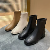 Size Through Low-Trace Short Boots Women's Head Thick And Fashion Zipper Leisure And Martin Boots Large