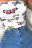 Print Sexy Strapless Off Shoulder Tube Tops Clubwear Fashion 2023 New Summer Women Slim Crop Tops Female