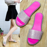 Women's Shoes 2025 Summer New Korean Version Of The Fashion Wearing Sandals Water Drill Flat Beach