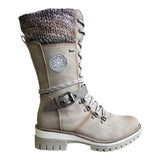 Front Faescing With Round-Headed Knight Boots Women's Belt Buckle Thick Leather