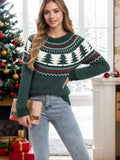 And Winter New Christmas Sweater Women Loose Knitted Green Pine Embroidered Clothes On The