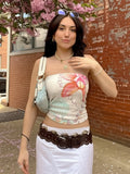 Holiday Fenghai Island Shell Print Shoulder Repair Braid Vest Hot Girl Sexy Tight
