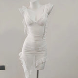New Sweet Age-Drinking Girl With Dress Female Design Irregular Folds Showing Thin Babes