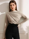 And Winter Small High-Collar Design Sense Draw With Long-Sleeved T-Shirt
