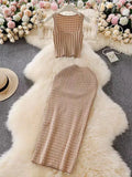 Hottie Port Style Suit Women's Summer Short Vest Top With High Waist Half Skirt Knit Two