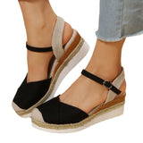 Summer New Large-Size Bag Head Behind The Empty Slope And Thick Bottom Roman Sandals
