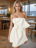 Temperament Sexy Famous Style Dress 2025 New Bow Design Waist Thin Thoracic Dress