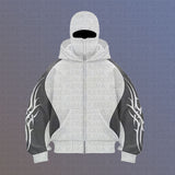 Street Color Double Hat Design Letter Hooded Cardigan Autumn And Winter Loose Y2K Sweater