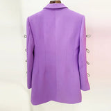 Dyed Fabric 2025 New Temperament Design Sleeve Hollow Diamond Bow Pearl Suit