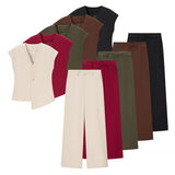 Explosion Women's Button Blouse Broad Leg Trousers