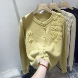 Flower Embroidery Design Blouse With Ocean Knitted Cardigan Long-Sleeved Temperament Minus Age Casual Sweater