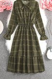Women Casual Spring Autumn Dress Korean Style Vintage Floral Printed Shirt Dress Long Sleeve Elegant Bow Midi Summer