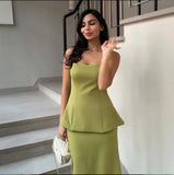 2025 New Women's Breast-Wear Pure Color Half-Dress Temperament Fashion