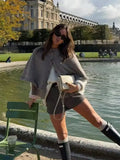 2025 Fashion Knitted Round-Necked Shawl Cape Design Woolen Sweater Women's