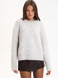 Short Gray Jacket Sweater For The Autumn And Winter 2025 Loose Long-Haired Alpaca Collar Knitted