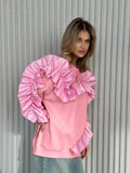Lace Decoration Design Feeling Against The Color Of The Collar Long Sleeve Leisurely Loose Plus Velvet Top