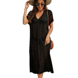 And Summer New Bikini Skirt Solid Color Open Fork Knitted Long Beach Sunscreen Shirt