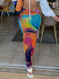 2024 Women's Summer New Casual Painting Print Excaught Orum Dressed And