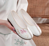 Zingj Shoes, Beef Tendon Sole Soft Sole Spring And Summer Cloth Shoes Embroidered Women's Singles Shoes Casual Mother Shoes Bean